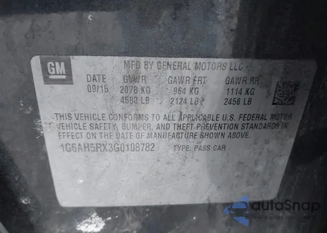 2016 Cadillac Ats Luxury Collection из США, поврежденный, VIN 1G6AH5RX3G0108782